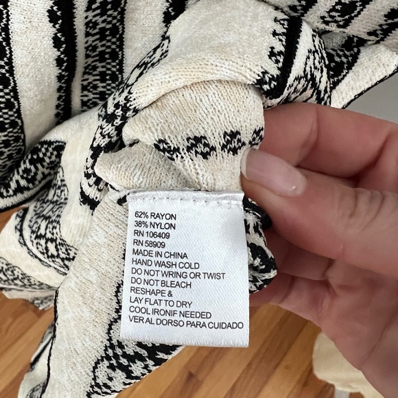 Gianni Bini Black White Striped Long Sleeve Knit Sweater Midi Dress - Picture 6 of 6